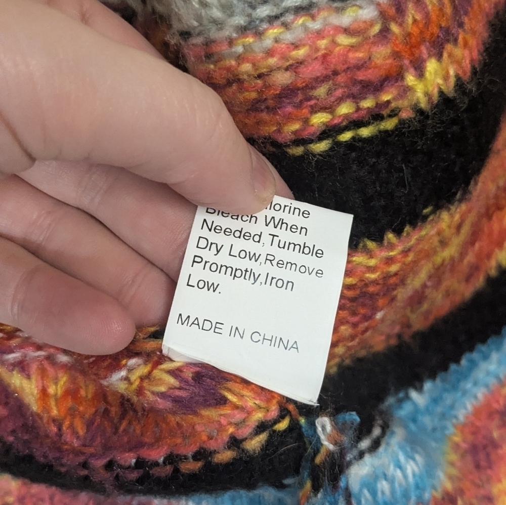 Multicolor with black stripes open cardigan sweater - size m - Picture 4 of 6